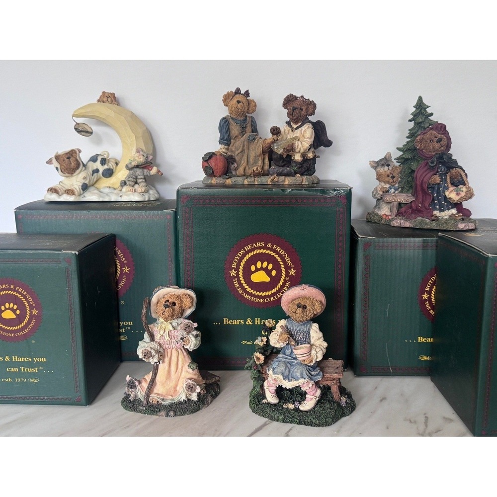 Boyds Bears Bearstone‎ Collection Classic Bearytales Set of 5 Figurines w/ Boxes